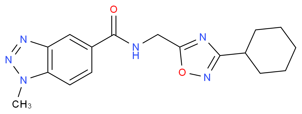 N-[(3-cyclohexyl-1,2,4-oxadiazol-5-yl)methyl]-1-methyl-1H-1,2,3-benzotriazole-5-carboxamide_分子结构_CAS_)