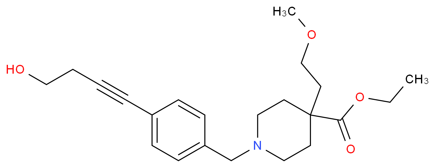 ethyl 1-[4-(4-hydroxy-1-butyn-1-yl)benzyl]-4-(2-methoxyethyl)-4-piperidinecarboxylate_分子结构_CAS_)