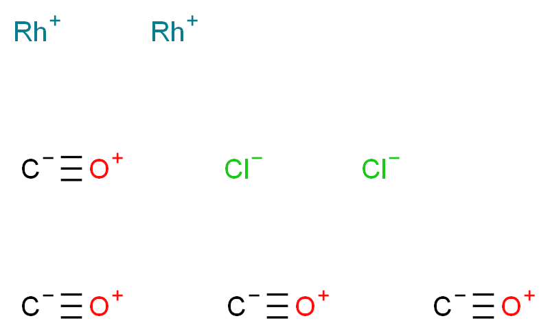 四羰基二-mu-氯代合二铑_分子结构_CAS_14523-22-9)