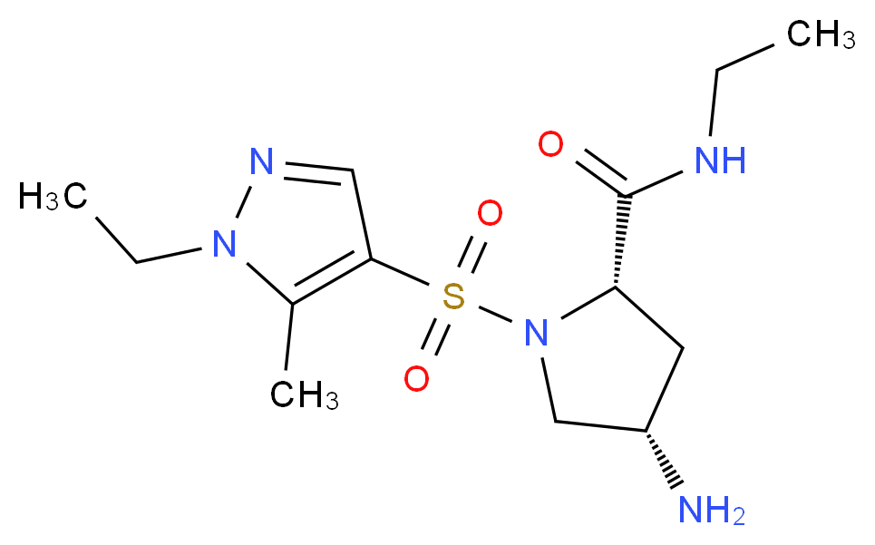 (4S)-4-amino-N-ethyl-1-[(1-ethyl-5-methyl-1H-pyrazol-4-yl)sulfonyl]-L-prolinamide_分子结构_CAS_)
