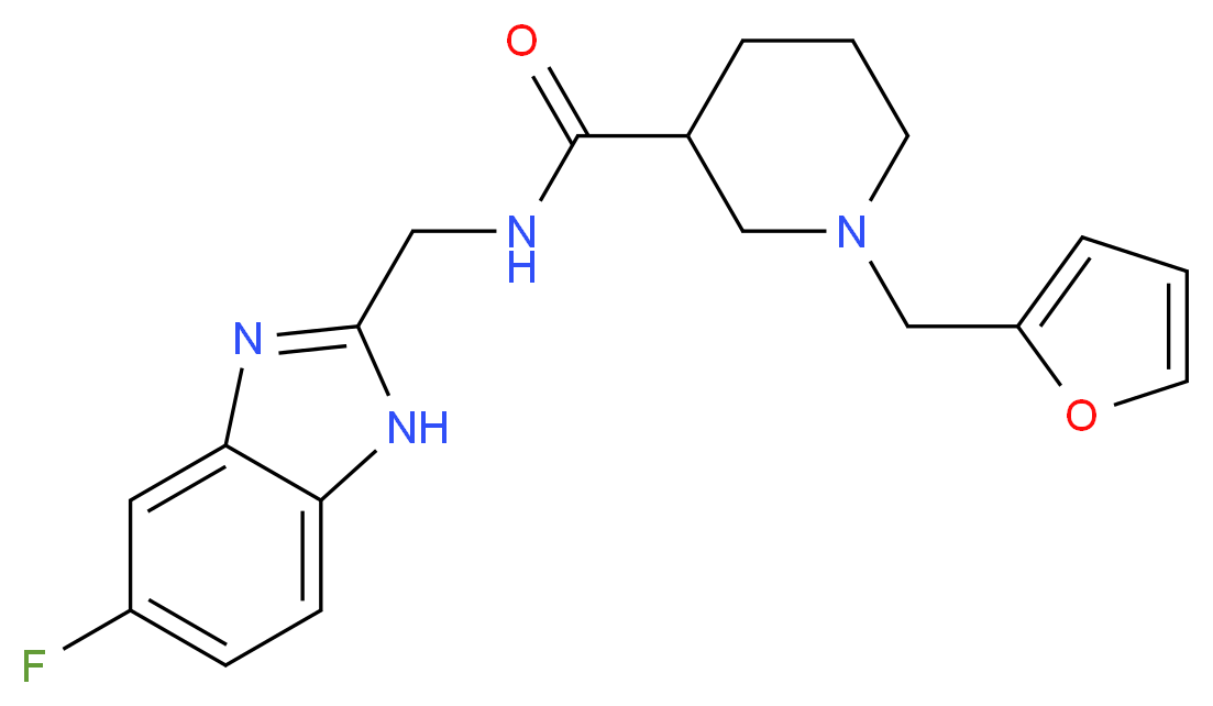 N-[(5-fluoro-1H-benzimidazol-2-yl)methyl]-1-(2-furylmethyl)-3-piperidinecarboxamide_分子结构_CAS_)