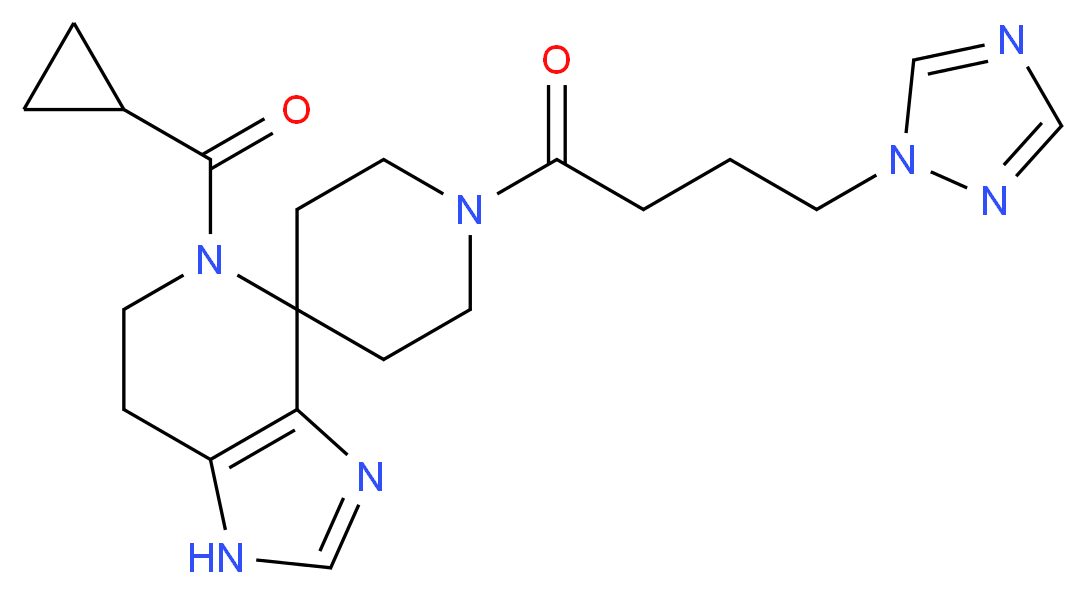 5-(cyclopropylcarbonyl)-1'-[4-(1H-1,2,4-triazol-1-yl)butanoyl]-1,5,6,7-tetrahydrospiro[imidazo[4,5-c]pyridine-4,4'-piperidine]_分子结构_CAS_)