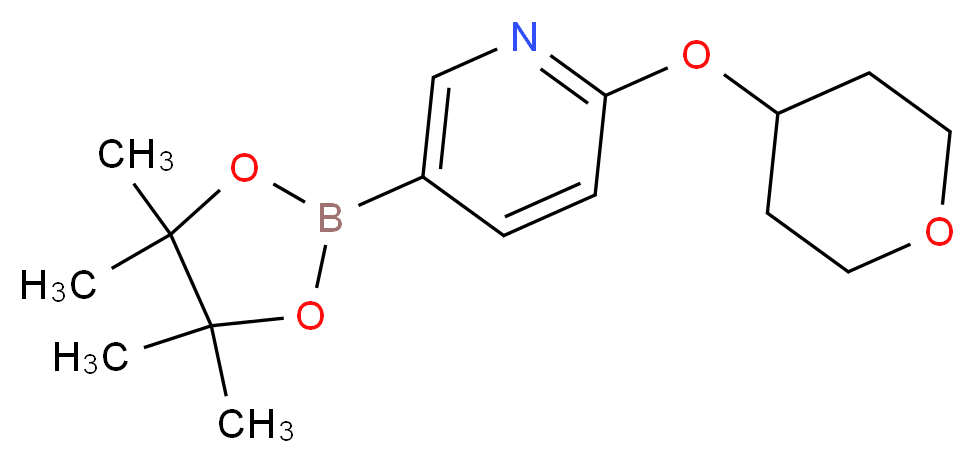 2-(oxan-4-yloxy)-5-(tetramethyl-1,3,2-dioxaborolan-2-yl)pyridine_分子结构_CAS_910036-98-5