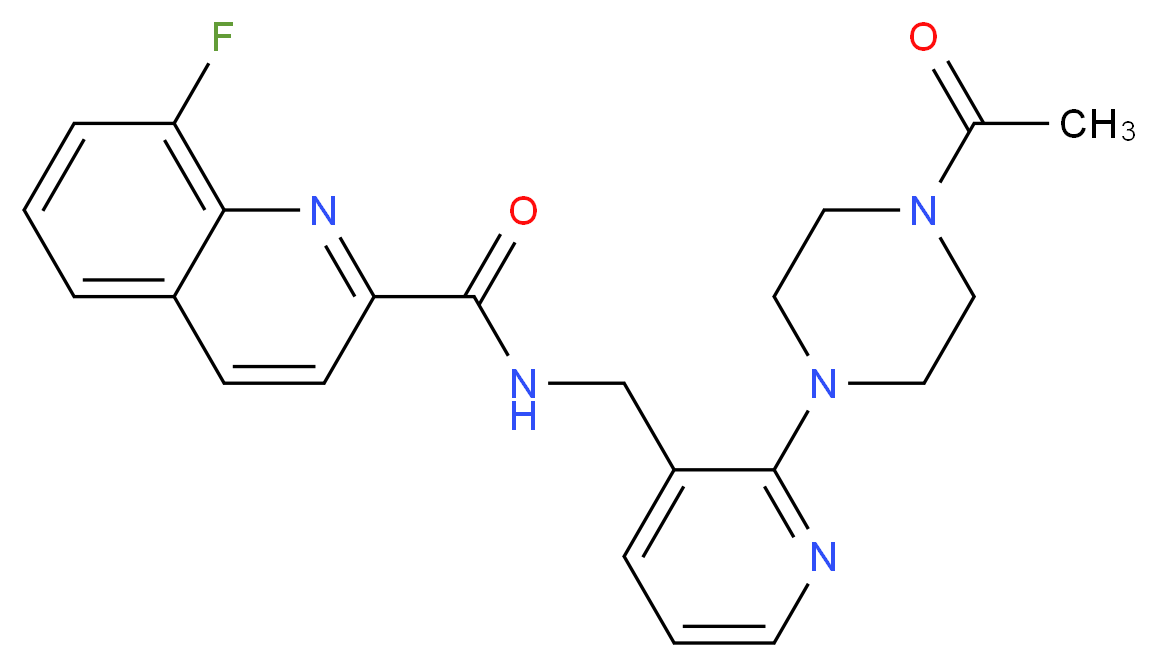 N-{[2-(4-acetyl-1-piperazinyl)-3-pyridinyl]methyl}-8-fluoro-2-quinolinecarboxamide_分子结构_CAS_)