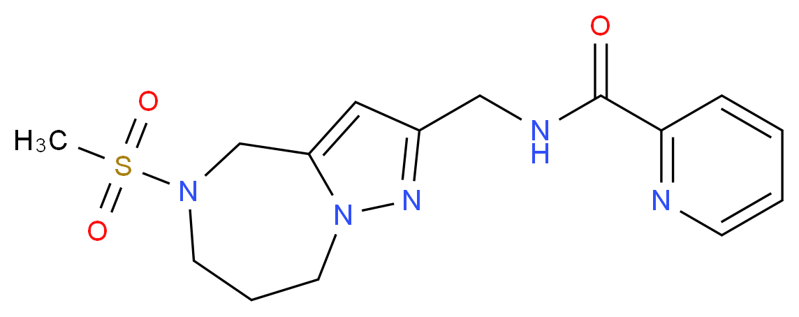N-{[5-(methylsulfonyl)-5,6,7,8-tetrahydro-4H-pyrazolo[1,5-a][1,4]diazepin-2-yl]methyl}pyridine-2-carboxamide_分子结构_CAS_)