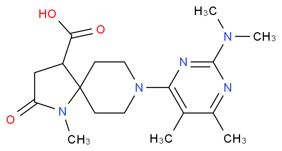 8-[2-(dimethylamino)-5,6-dimethylpyrimidin-4-yl]-1-methyl-2-oxo-1,8-diazaspiro[4.5]decane-4-carboxylic acid_分子结构_CAS_)