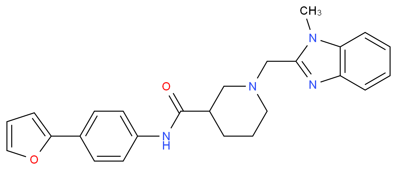 N-[4-(2-furyl)phenyl]-1-[(1-methyl-1H-benzimidazol-2-yl)methyl]-3-piperidinecarboxamide_分子结构_CAS_)