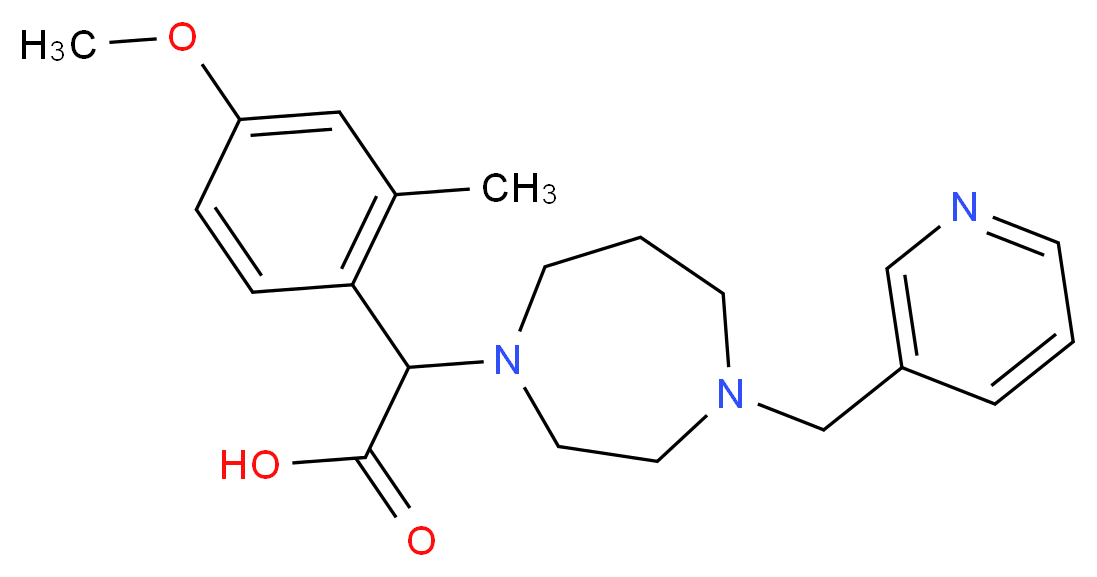 (4-methoxy-2-methylphenyl)[4-(pyridin-3-ylmethyl)-1,4-diazepan-1-yl]acetic acid_分子结构_CAS_)