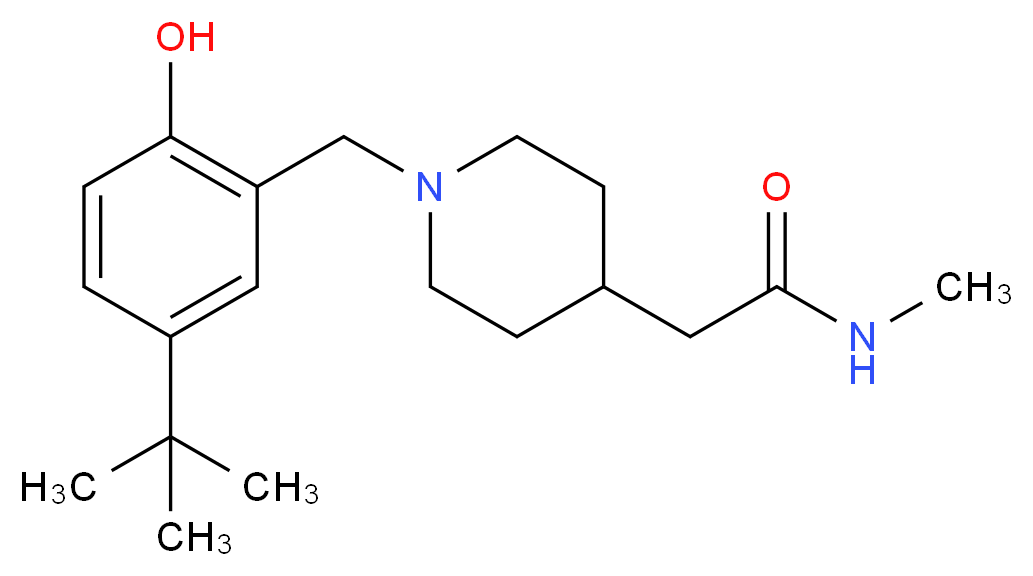 2-[1-(5-tert-butyl-2-hydroxybenzyl)piperidin-4-yl]-N-methylacetamide_分子结构_CAS_)