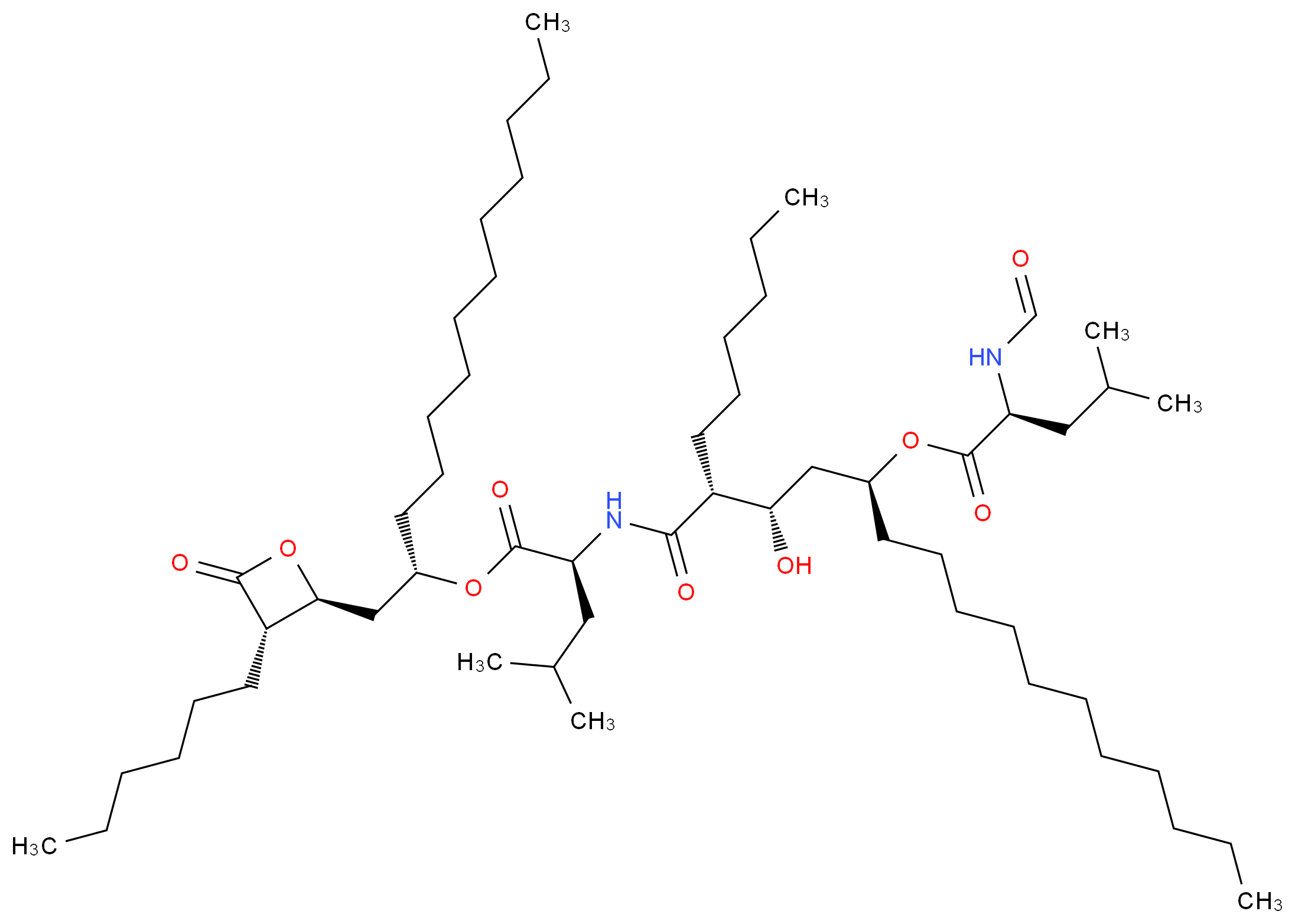 (1R,2S,4S)-1-hexyl-1-{[(2S)-1-{[(2S)-1-[(2S,3S)-3-hexyl-4-oxooxetan-2-yl]tridecan-2-yl]oxy}-4-methyl-1-oxopentan-2-yl]carbamoyl}-2-hydroxypentadecan-4-yl (2S)-2-formamido-4-methylpentanoate_分子结构_CAS_881900-54-5