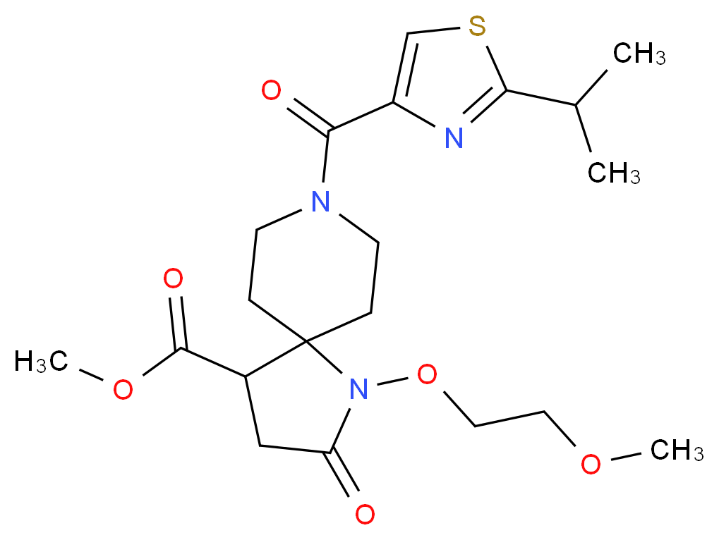 methyl 8-[(2-isopropyl-1,3-thiazol-4-yl)carbonyl]-1-(2-methoxyethoxy)-2-oxo-1,8-diazaspiro[4.5]decane-4-carboxylate_分子结构_CAS_)