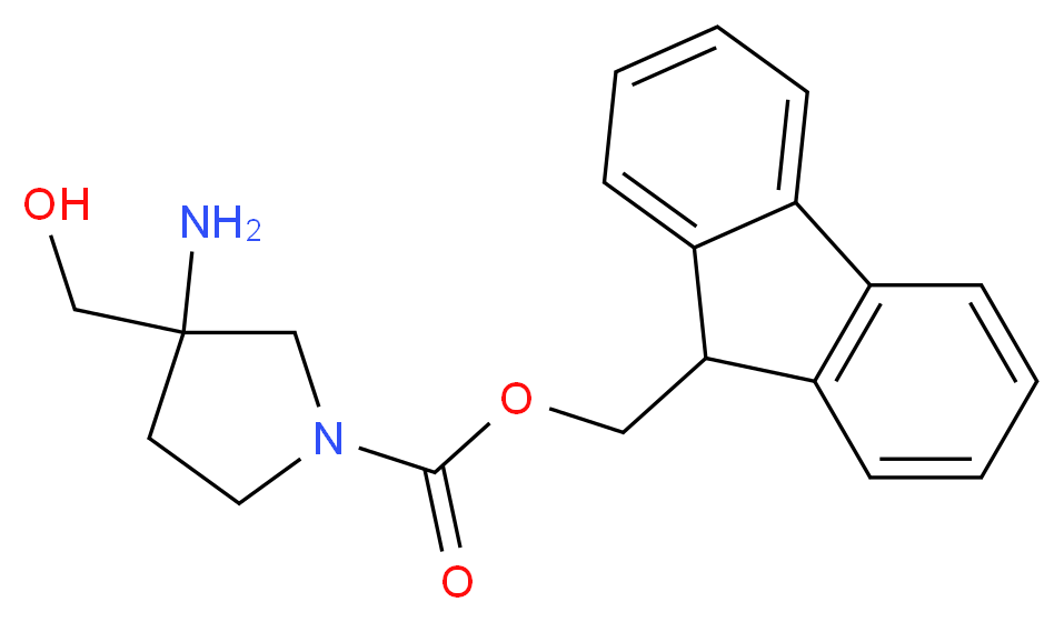 (9H-fluoren-9-yl)methyl 3-amino-3-(hydroxymethyl)pyrrolidine-1-carboxylate_分子结构_CAS_951625-98-2)
