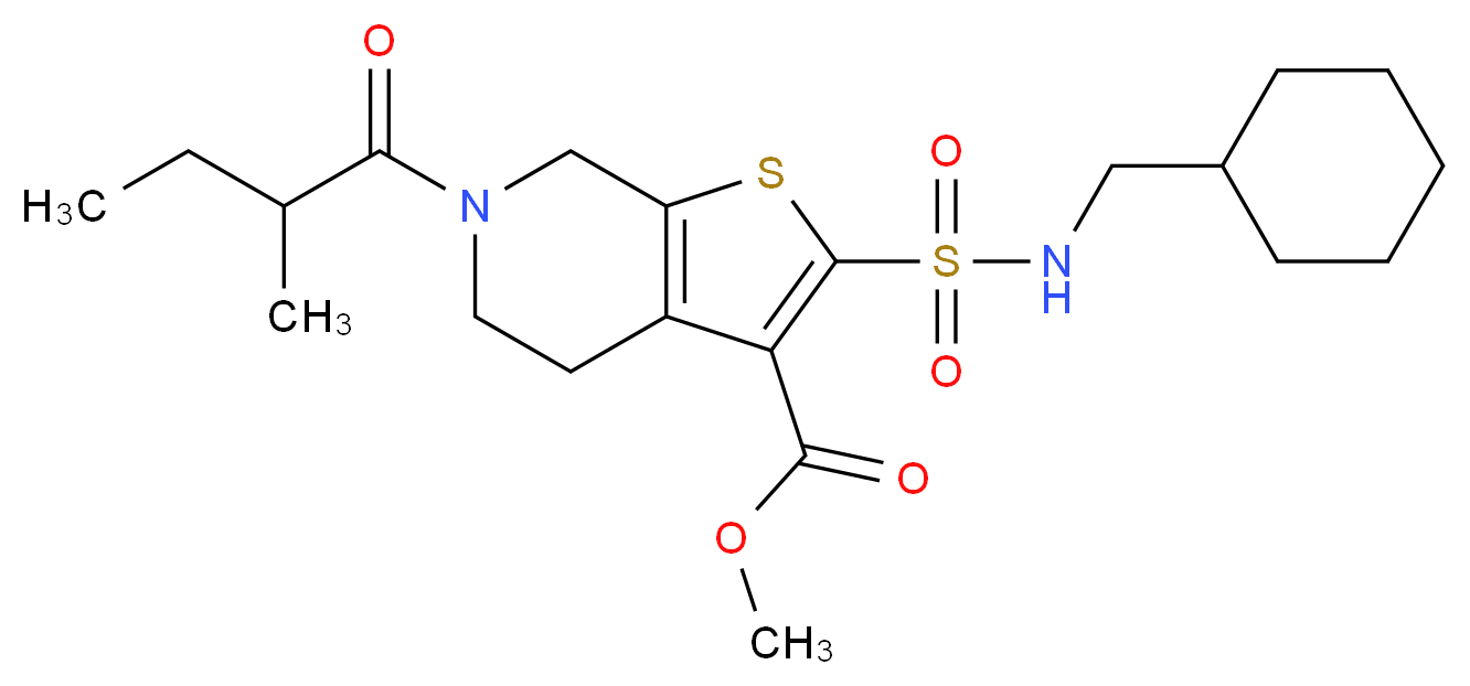 methyl 2-{[(cyclohexylmethyl)amino]sulfonyl}-6-(2-methylbutanoyl)-4,5,6,7-tetrahydrothieno[2,3-c]pyridine-3-carboxylate_分子结构_CAS_)