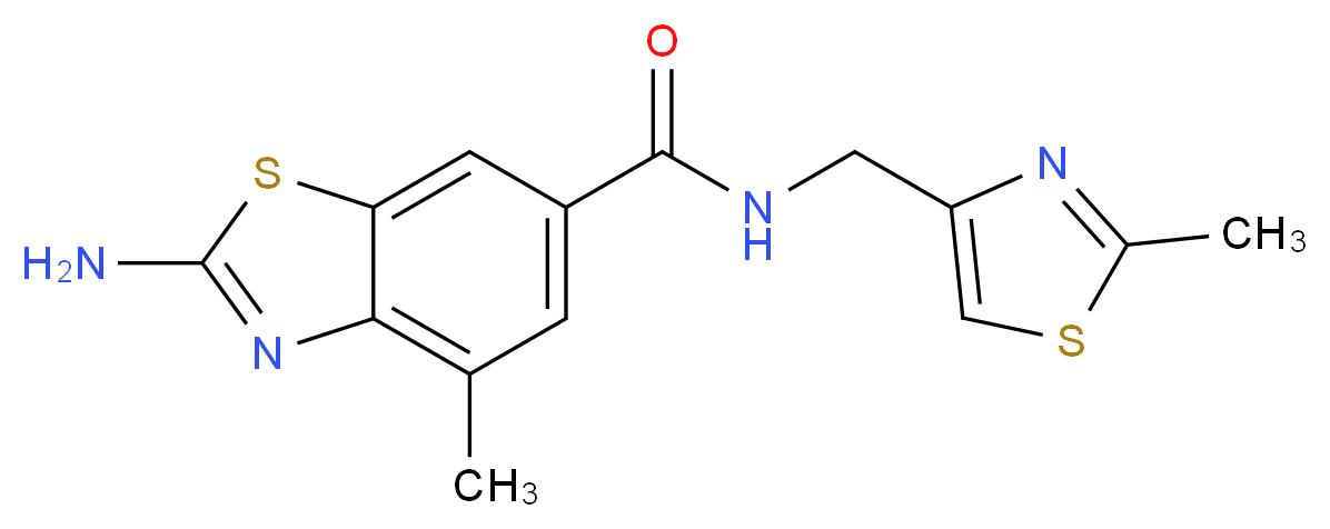2-amino-4-methyl-N-[(2-methyl-1,3-thiazol-4-yl)methyl]-1,3-benzothiazole-6-carboxamide_分子结构_CAS_)