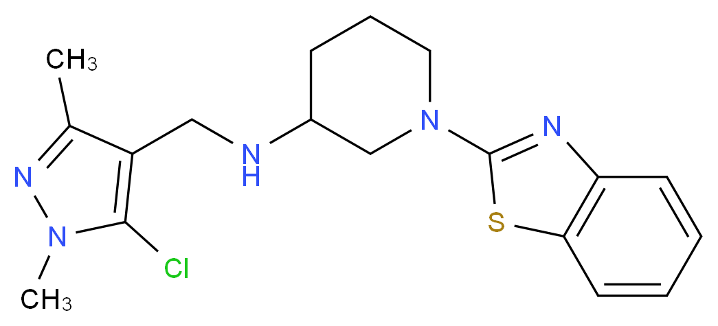 1-(1,3-benzothiazol-2-yl)-N-[(5-chloro-1,3-dimethyl-1H-pyrazol-4-yl)methyl]-3-piperidinamine_分子结构_CAS_)