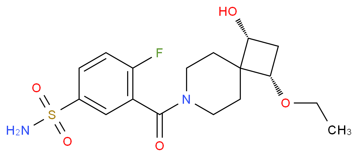 3-{[(1S*,3R*)-1-ethoxy-3-hydroxy-7-azaspiro[3.5]non-7-yl]carbonyl}-4-fluorobenzenesulfonamide_分子结构_CAS_)