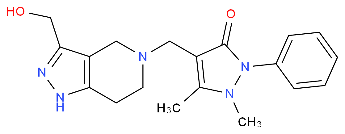 4-{[3-(hydroxymethyl)-1,4,6,7-tetrahydro-5H-pyrazolo[4,3-c]pyridin-5-yl]methyl}-1,5-dimethyl-2-phenyl-1,2-dihydro-3H-pyrazol-3-one_分子结构_CAS_)