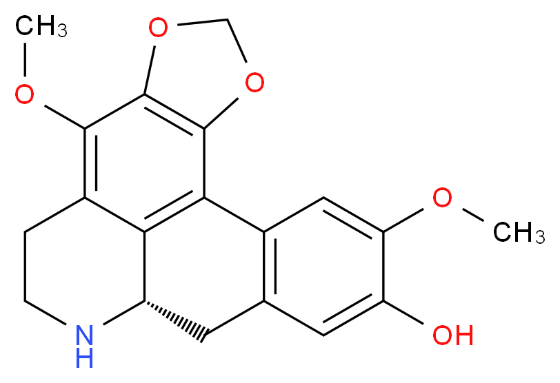 (12S)-7,17-dimethoxy-3,5-dioxa-11-azapentacyclo[10.7.1.0<sup>2</sup>,<sup>6</sup>.0<sup>8</sup>,<sup>2</sup><sup>0</sup>.0<sup>1</sup><sup>4</sup>,<sup>1</sup><sup>9</sup>]icosa-1(20),2(6),7,14(19),15,17-hexaen-16-ol_分子结构_CAS_4030-51-7