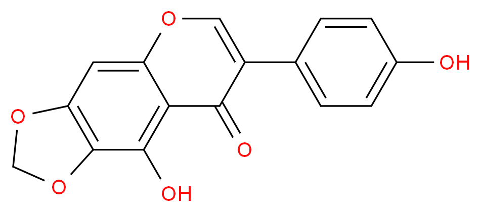 9-hydroxy-7-(4-hydroxyphenyl)-2H,8H-[1,3]dioxolo[4,5-g]chromen-8-one_分子结构_CAS_41653-81-0