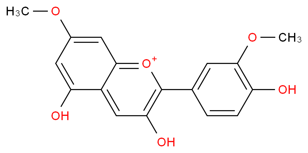 3,5-dihydroxy-2-(4-hydroxy-3-methoxyphenyl)-7-methoxy-1λ<sup>4</sup>-chromen-1-ylium_分子结构_CAS_4092-64-2