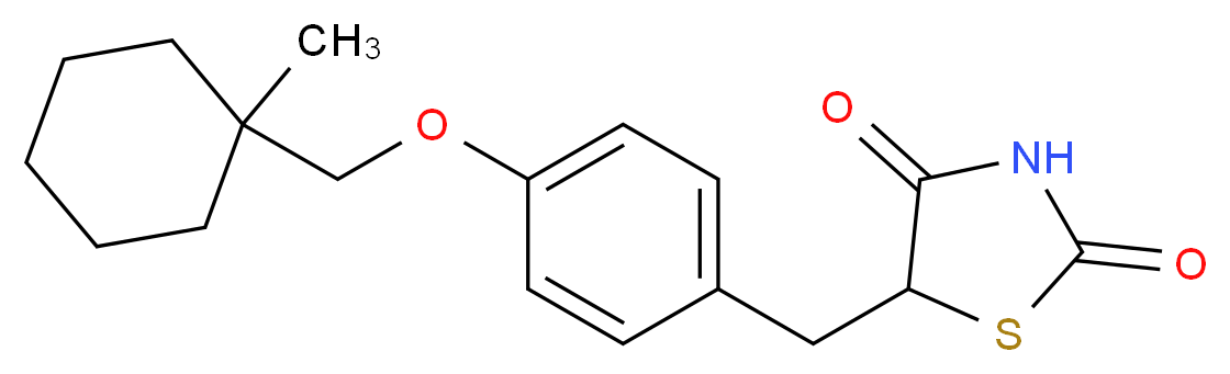 5-({4-[(1-methylcyclohexyl)methoxy]phenyl}methyl)-1,3-thiazolidine-2,4-dione_分子结构_CAS_85010-66-8