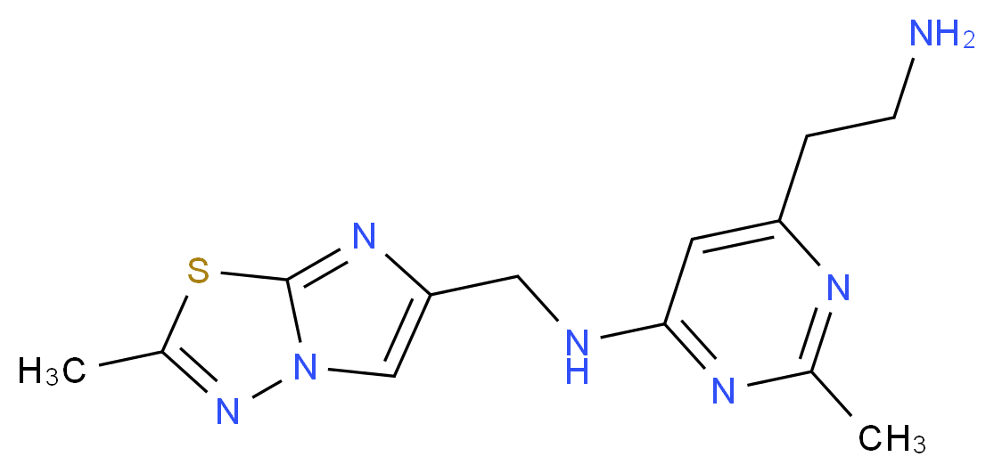 6-(2-aminoethyl)-2-methyl-N-[(2-methylimidazo[2,1-b][1,3,4]thiadiazol-6-yl)methyl]pyrimidin-4-amine_分子结构_CAS_)