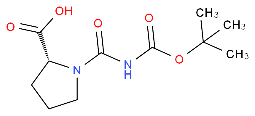 (2R)-1-({[(tert-butoxy)carbonyl]amino}carbonyl)pyrrolidine-2-carboxylic acid_分子结构_CAS_70138-72-6