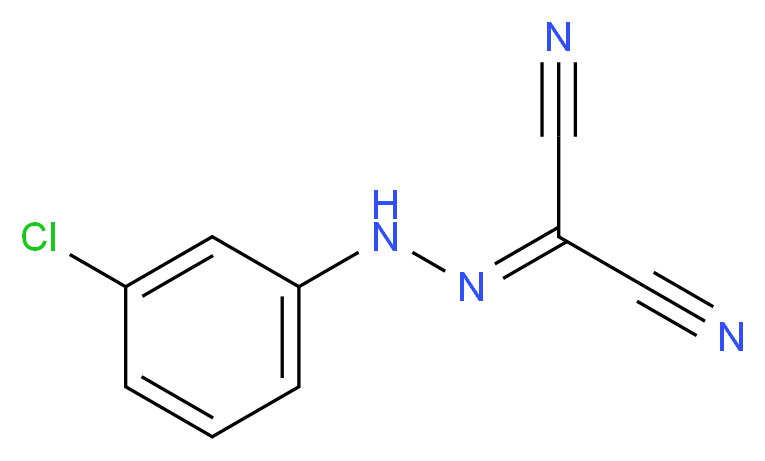 羰基氰酯-3-氯苯基腙_分子结构_CAS_555-60-2)