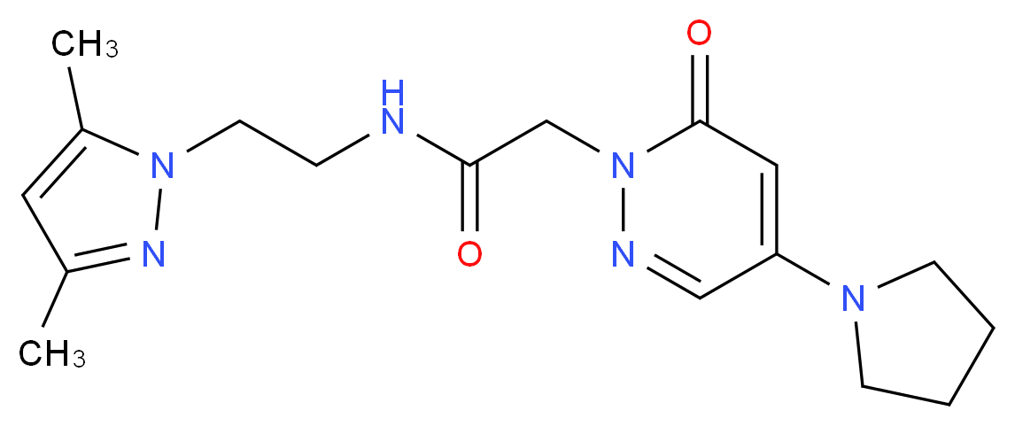 N-[2-(3,5-dimethyl-1H-pyrazol-1-yl)ethyl]-2-[6-oxo-4-(1-pyrrolidinyl)-1(6H)-pyridazinyl]acetamide_分子结构_CAS_)