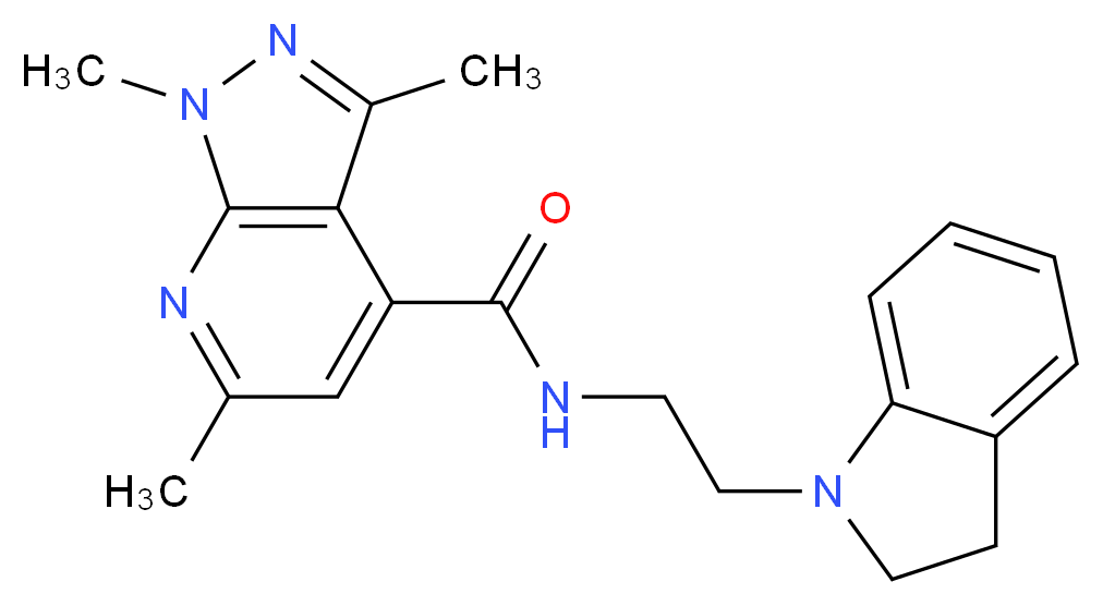 N-[2-(2,3-dihydro-1H-indol-1-yl)ethyl]-1,3,6-trimethyl-1H-pyrazolo[3,4-b]pyridine-4-carboxamide_分子结构_CAS_)