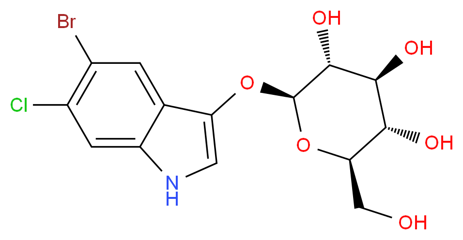 (2S,3R,4S,5S,6R)-2-[(5-bromo-6-chloro-1H-indol-3-yl)oxy]-6-(hydroxymethyl)oxane-3,4,5-triol_分子结构_CAS_93863-88-8