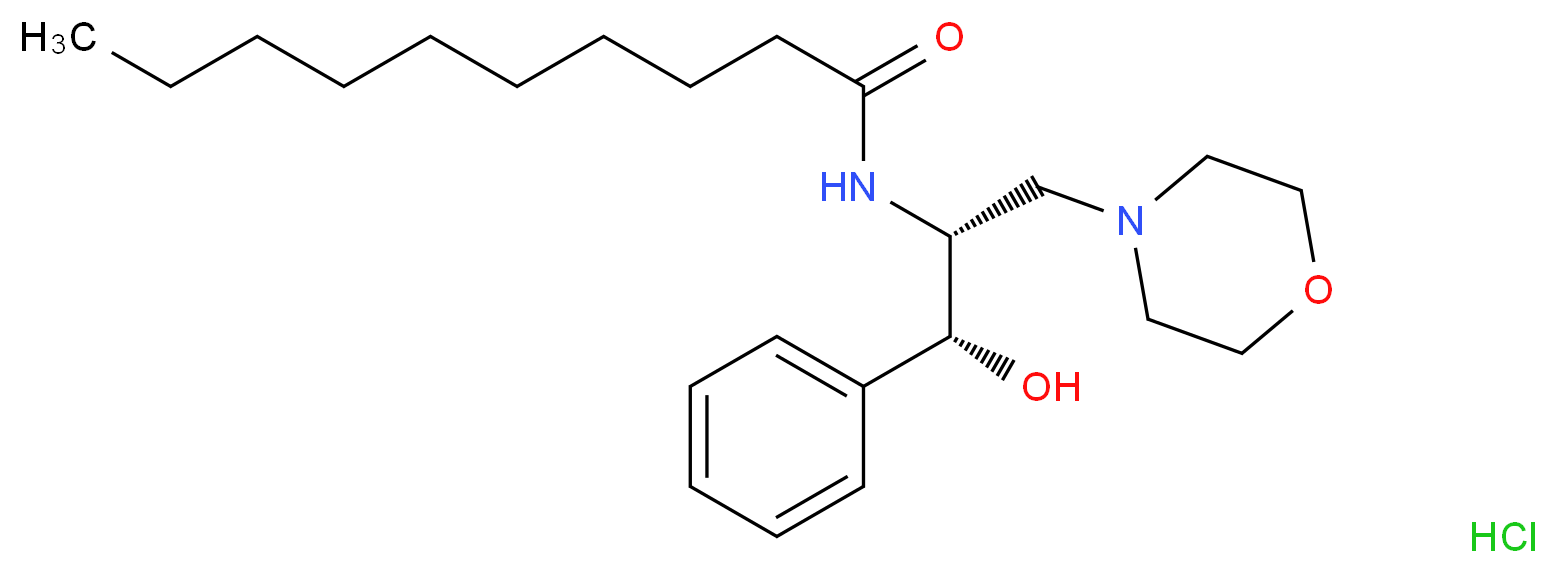 (±)-threo-1-Phenyl-2-decanoylamino-3-morpholino-1-propanol hydrochloride_分子结构_CAS_80938-69-8)