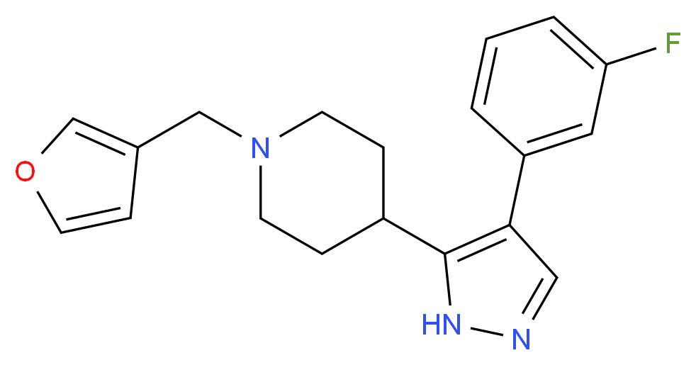 4-[4-(3-fluorophenyl)-1H-pyrazol-5-yl]-1-(3-furylmethyl)piperidine_分子结构_CAS_)