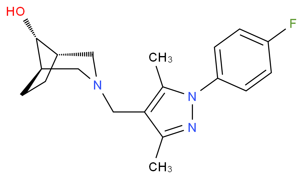 (8-syn)-3-{[1-(4-fluorophenyl)-3,5-dimethyl-1H-pyrazol-4-yl]methyl}-3-azabicyclo[3.2.1]octan-8-ol_分子结构_CAS_)