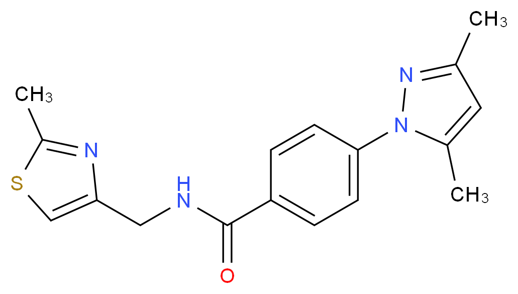 4-(3,5-dimethyl-1H-pyrazol-1-yl)-N-[(2-methyl-1,3-thiazol-4-yl)methyl]benzamide_分子结构_CAS_)