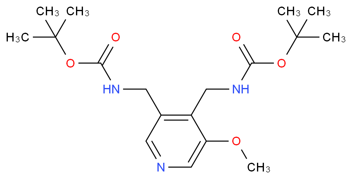 tert-Butyl (5-methoxypyridine-3,4-diyl)bis(methylene)dicarbamate_分子结构_CAS_1142191-99-8)