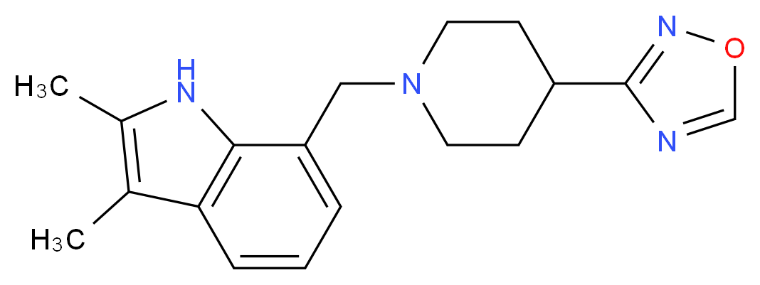 2,3-dimethyl-7-{[4-(1,2,4-oxadiazol-3-yl)piperidin-1-yl]methyl}-1H-indole_分子结构_CAS_)