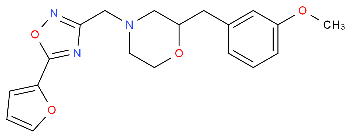 4-{[5-(2-furyl)-1,2,4-oxadiazol-3-yl]methyl}-2-(3-methoxybenzyl)morpholine_分子结构_CAS_)
