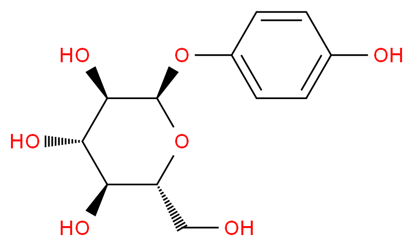 (2R,3S,4S,5R,6R)-2-(hydroxymethyl)-6-(4-hydroxyphenoxy)oxane-3,4,5-triol_分子结构_CAS_84380-01-8