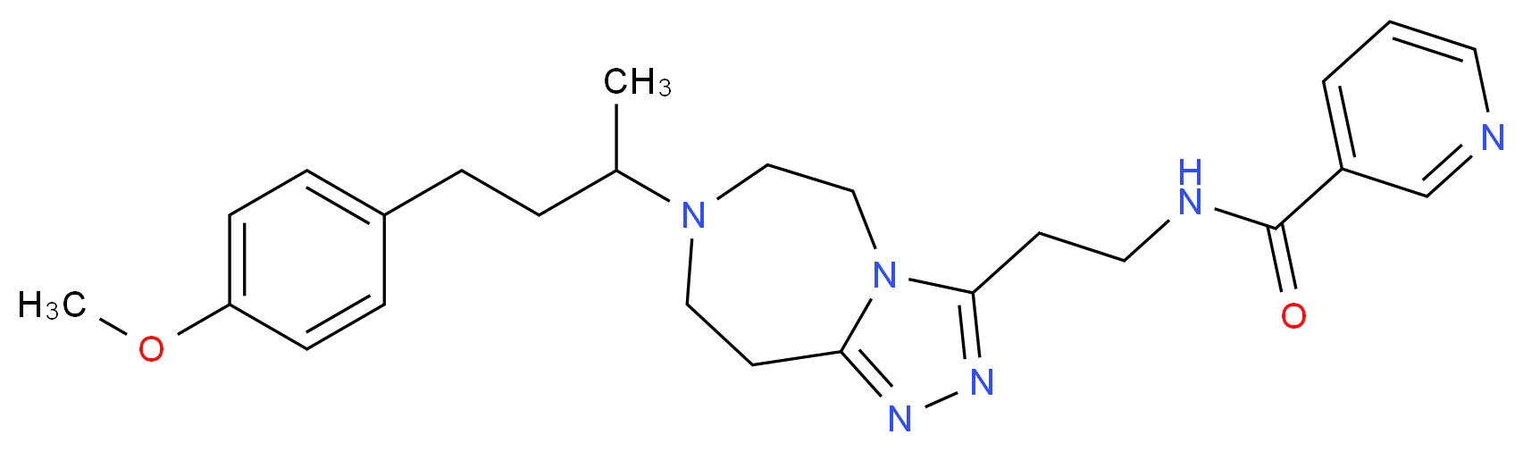 N-(2-{7-[3-(4-methoxyphenyl)-1-methylpropyl]-6,7,8,9-tetrahydro-5H-[1,2,4]triazolo[4,3-d][1,4]diazepin-3-yl}ethyl)nicotinamide_分子结构_CAS_)