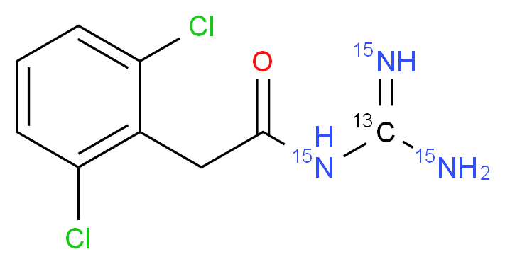 N-(<sup>1</sup><sup>5</sup>N<sub>2</sub>)carbamimidoyl-2-(2,6-dichlorophenyl)ethan(<sup>1</sup><sup>5</sup>N)amide_分子结构_CAS_1189924-28-4