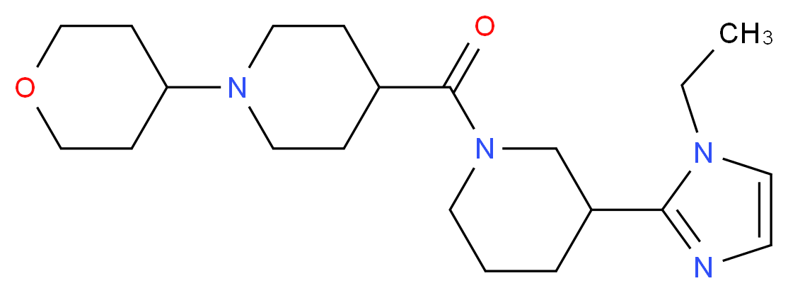 3-(1-ethyl-1H-imidazol-2-yl)-1-{[1-(tetrahydro-2H-pyran-4-yl)piperidin-4-yl]carbonyl}piperidine_分子结构_CAS_)