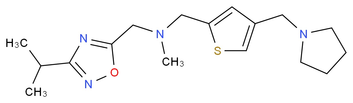 1-(3-isopropyl-1,2,4-oxadiazol-5-yl)-N-methyl-N-{[4-(pyrrolidin-1-ylmethyl)-2-thienyl]methyl}methanamine_分子结构_CAS_)