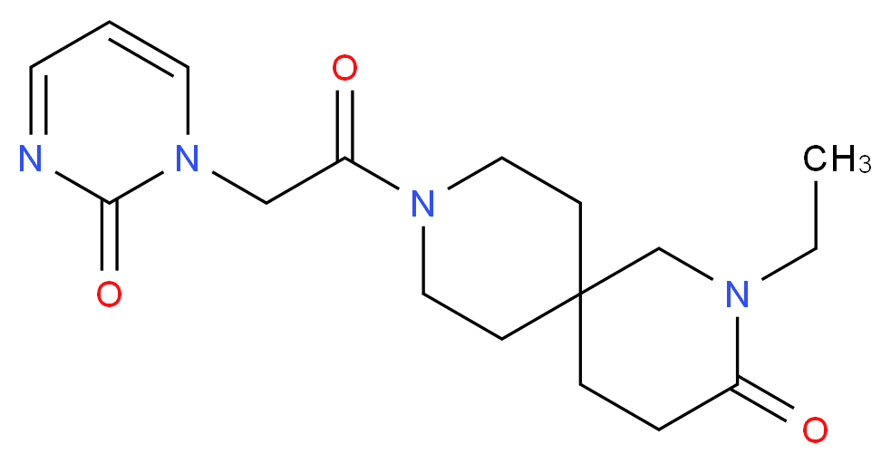 2-ethyl-9-[(2-oxopyrimidin-1(2H)-yl)acetyl]-2,9-diazaspiro[5.5]undecan-3-one_分子结构_CAS_)