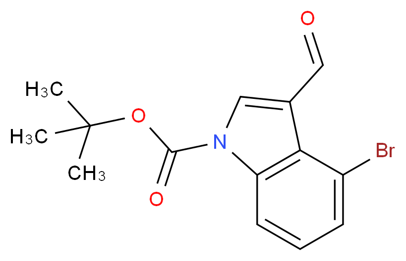 1-Boc-4-Bromo-3-formylindole_分子结构_CAS_303041-88-5)