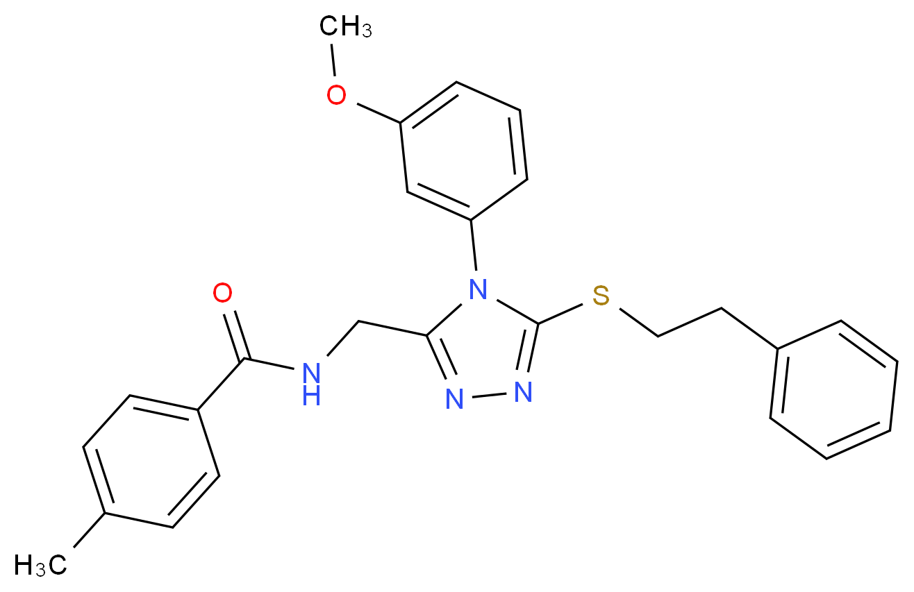 N-({4-(3-methoxyphenyl)-5-[(2-phenylethyl)thio]-4H-1,2,4-triazol-3-yl}methyl)-4-methylbenzamide_分子结构_CAS_)