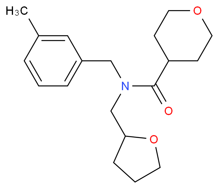 N-(3-methylbenzyl)-N-(tetrahydrofuran-2-ylmethyl)tetrahydro-2H-pyran-4-carboxamide_分子结构_CAS_)