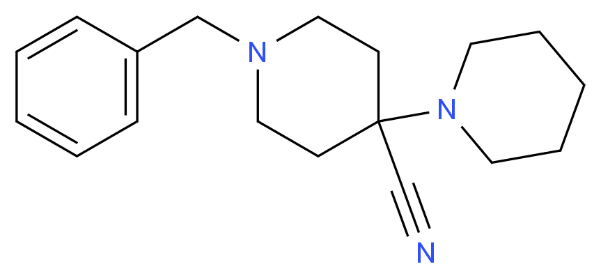 1-benzyl-4-(piperidin-1-yl)piperidine-4-carbonitrile_分子结构_CAS_84254-97-7
