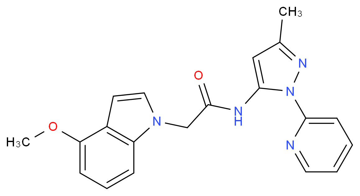 2-(4-methoxy-1H-indol-1-yl)-N-[3-methyl-1-(2-pyridinyl)-1H-pyrazol-5-yl]acetamide_分子结构_CAS_)