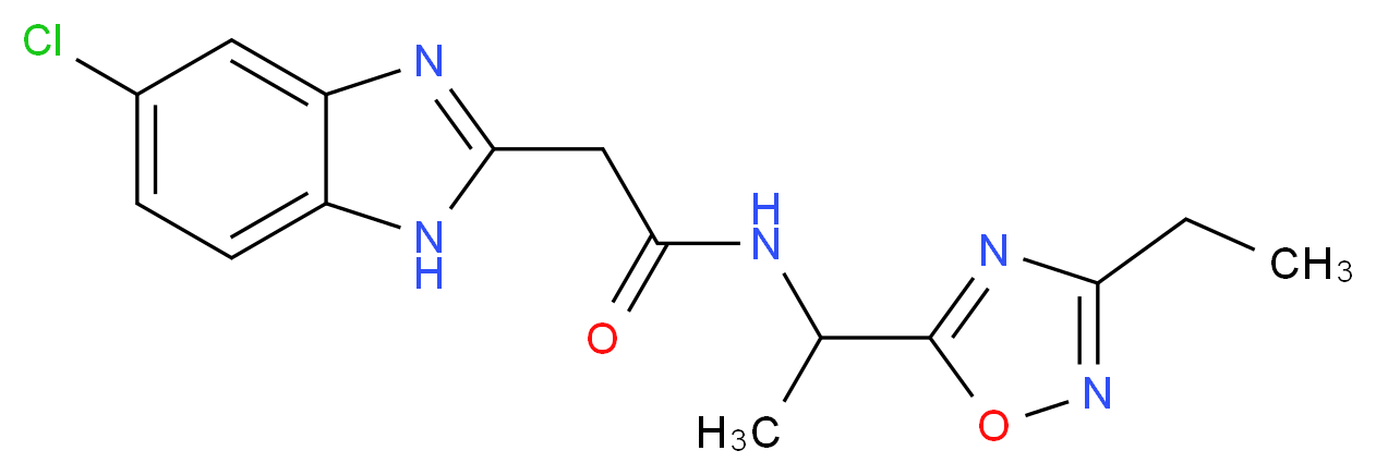 2-(5-chloro-1H-benzimidazol-2-yl)-N-[1-(3-ethyl-1,2,4-oxadiazol-5-yl)ethyl]acetamide_分子结构_CAS_)